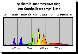 Spektrale Zusammensetzung von Quecksilberdampf-Licht